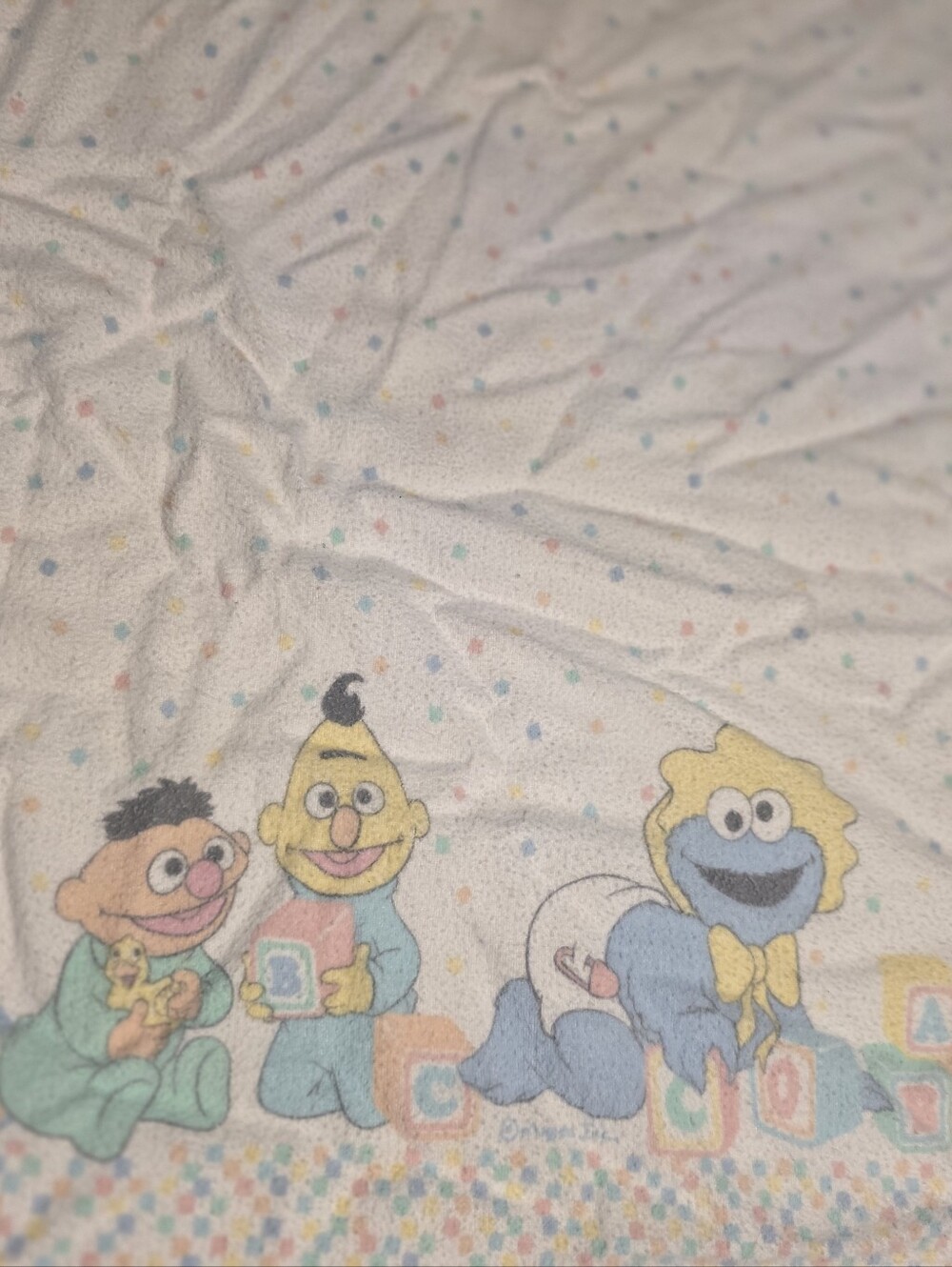Riegel Sesame Street 80s Receiving Blanket Pastel Bert Ernie Cookie Monster